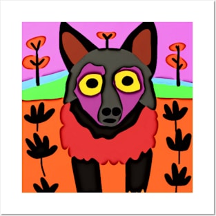 abstract art wolf like dog Posters and Art